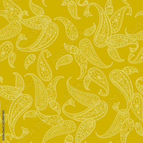 vector seamless graphical orient paisley pattern. Ethnic allover background design.