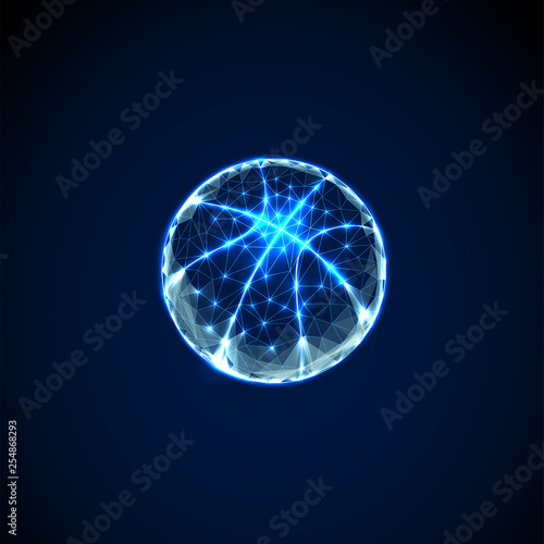 Abstract basketball ball. Low polygonal style design.