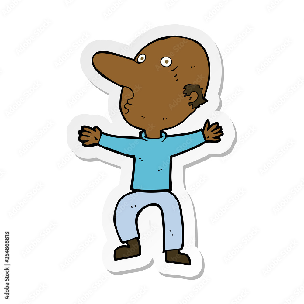 sticker of a cartoon worried middle aged man sticker of a cartoon worried middle aged man