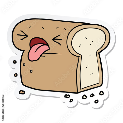 sticker of a cartoon disgusted loaf of bread