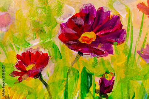 Abstract oil painting Flowe...
