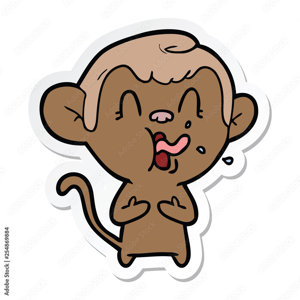 Obraz premium sticker of a crazy cartoon monkey