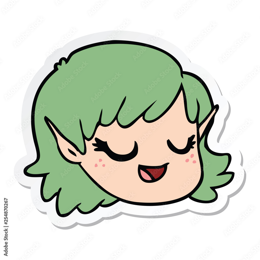 sticker of a cartoon elf girl sticker of a cartoon elf girl