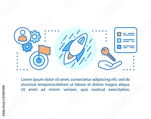 Startup launch concept linear illustration