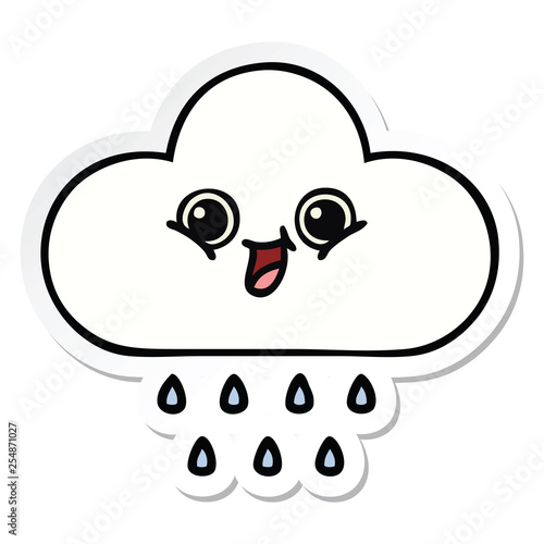 sticker of a cute cartoon rain cloud