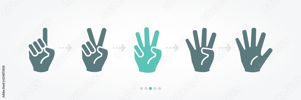 Hand numbers baner icon collection
