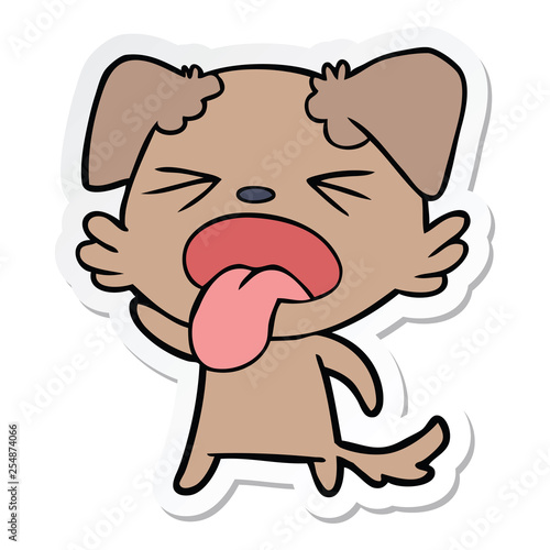 sticker of a cartoon disgusted dog