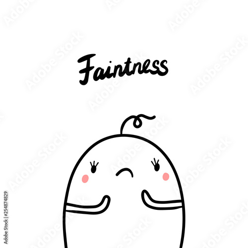 Faintness early symptom of pregnancy hand drawn illustration with cute marshmallow