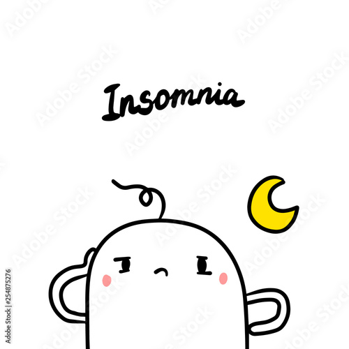 Insomnia symptom of pregnancy hand drawn illustration with cute marshmallow