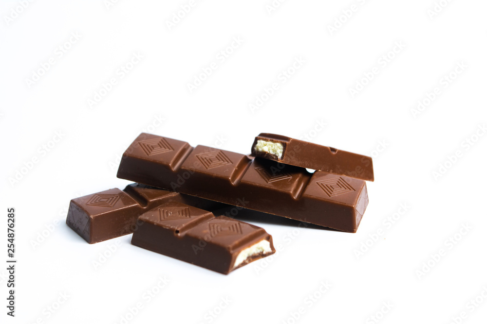 Chocolate piece isolated on white Chocolate piece isolated on white
