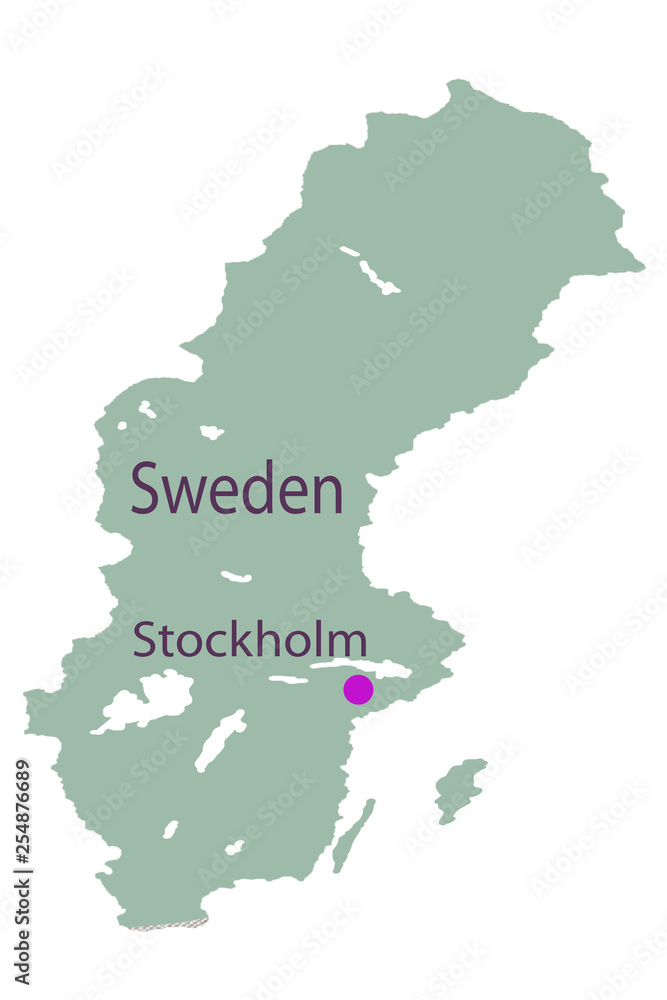 Ancient World Map of Sweden unhygienic yellow .