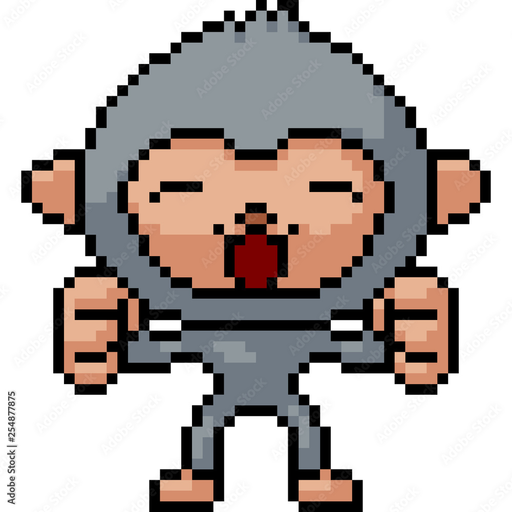 vector pixel art happy monkey vector pixel art happy monkey