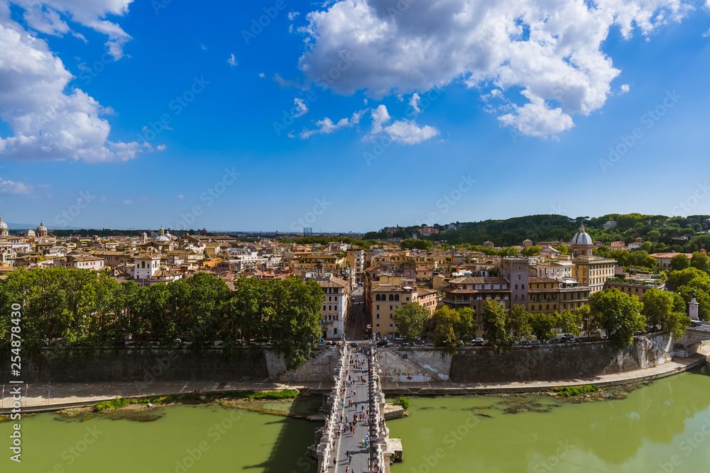 Fototapeta premium Bridge to Castle de Sant Angelo in Rome Italy