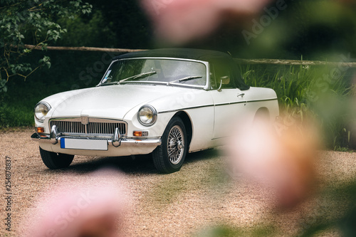 GM car in a country environment with blurred flowers