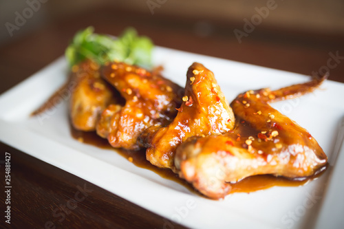 Close up of spicy chicken wings