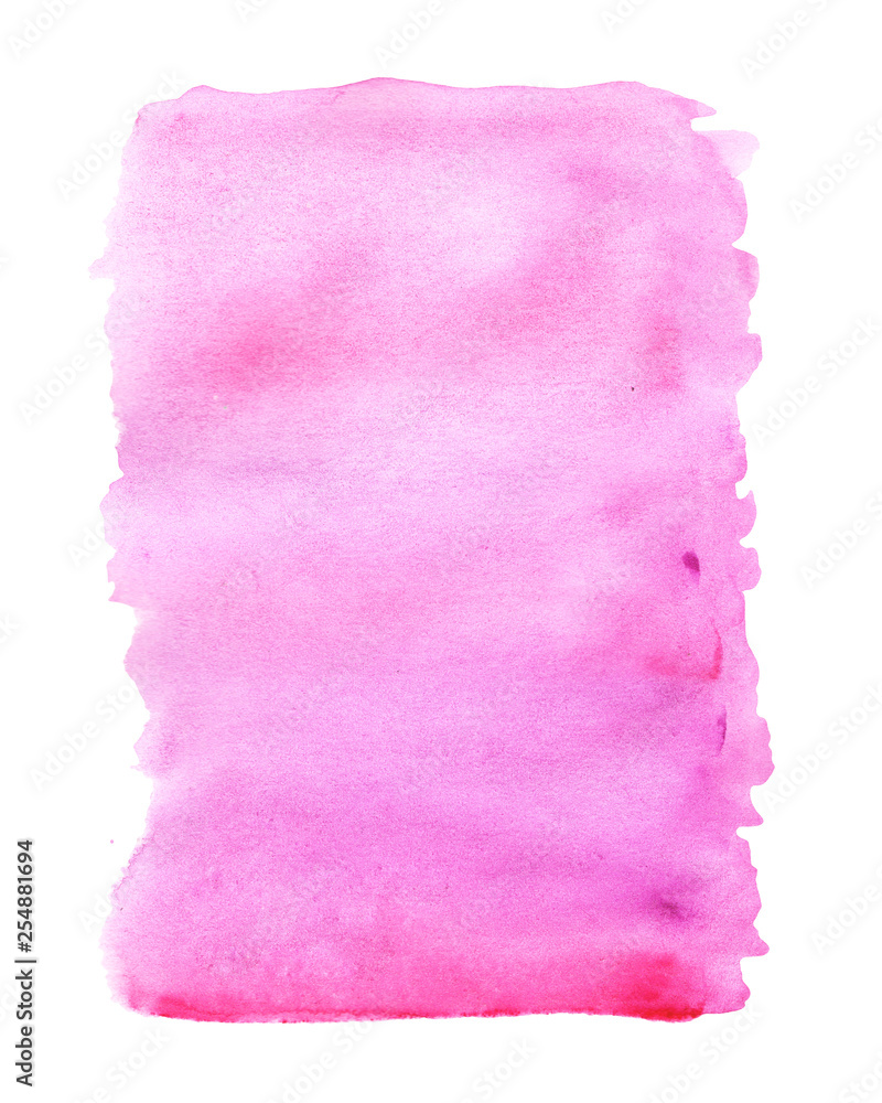  Pink abstract background with watercolor stains against white background. drawn by hand.