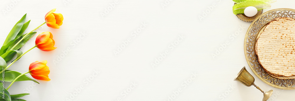 Pesah celebration concept (jewish Passover holiday). Top view, flat lay Pesah celebration concept (jewish Passover holiday). Top view, flat lay