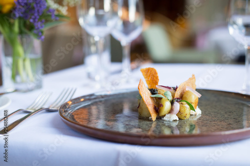 Billede på lærred Fine dining place setting and dish