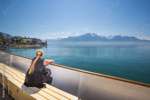 Absent-minded woman on lakeside - Veytaux, Switzerland © Piith Hant
