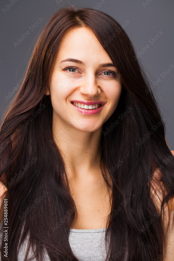 Happy Beautiful brunette woman in dress Happy Beautiful brunette woman in dress