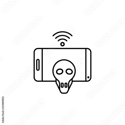 Hacker, media, smartphone icon. Element of social addict icon. Thin line icon for website design and development, app development. Premium icon