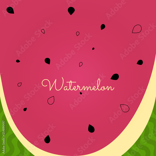 Watermelon vector background with seed and skin texture. Illustaration for posters, cards, invitations, flyers, ect.