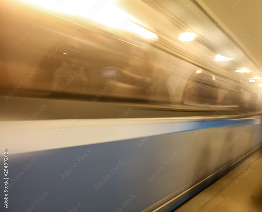 Fototapeta premium The train moves to the subway as a background