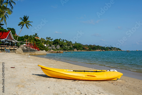 yellow kayak on the tropical beach Lamai, Koh Samui, Thailand