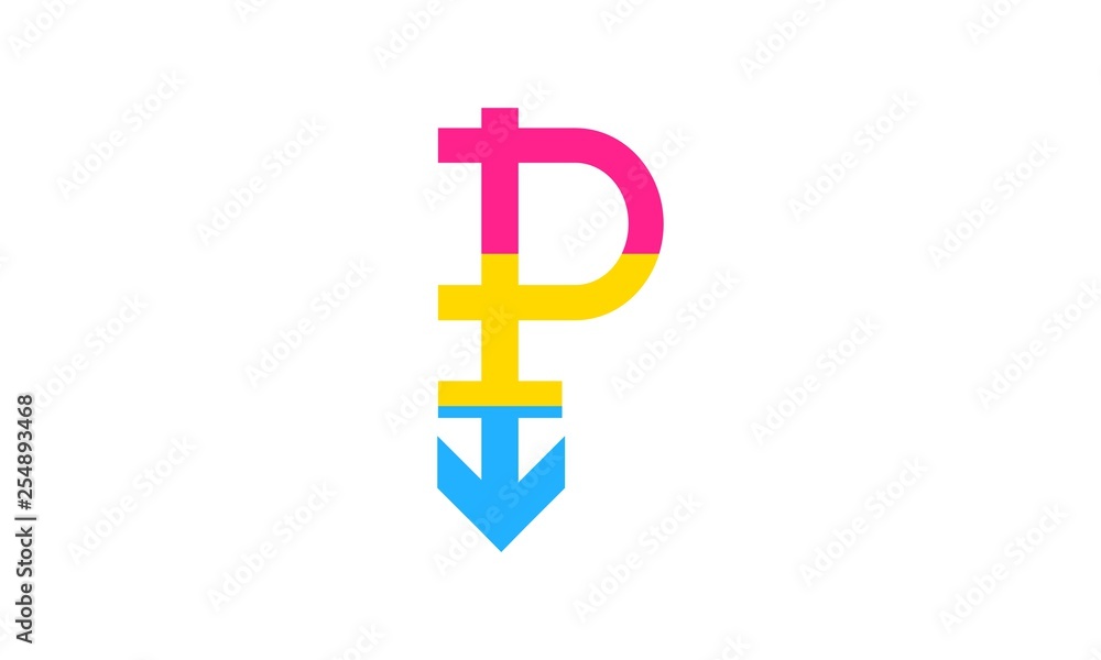 Fototapeta premium Pansexual movement. Colored pansexual symbol isolated on white background