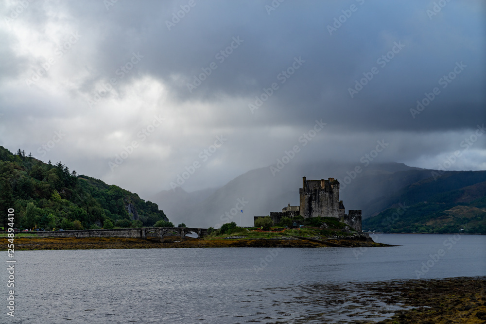 Eilean Donan Castle at low tide, Loch Duich, Western Scotland, UK