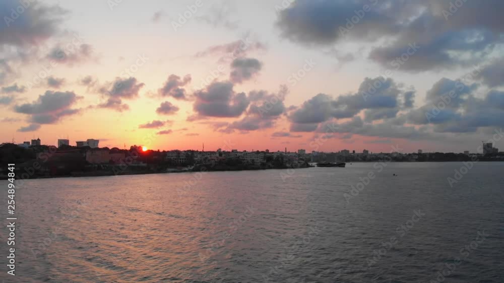 Sunset at the old port and town of Mombasa. Aerial shots. Sunset at the old port and town of Mombasa. Aerial shots.