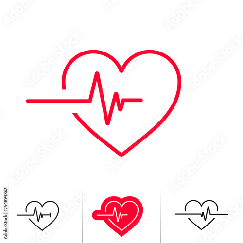 Heartbeat or heart beat pulse outline icon