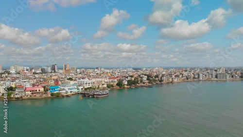 The old town and port of Mombasa, Kenya. Aerial shots during day light. photo