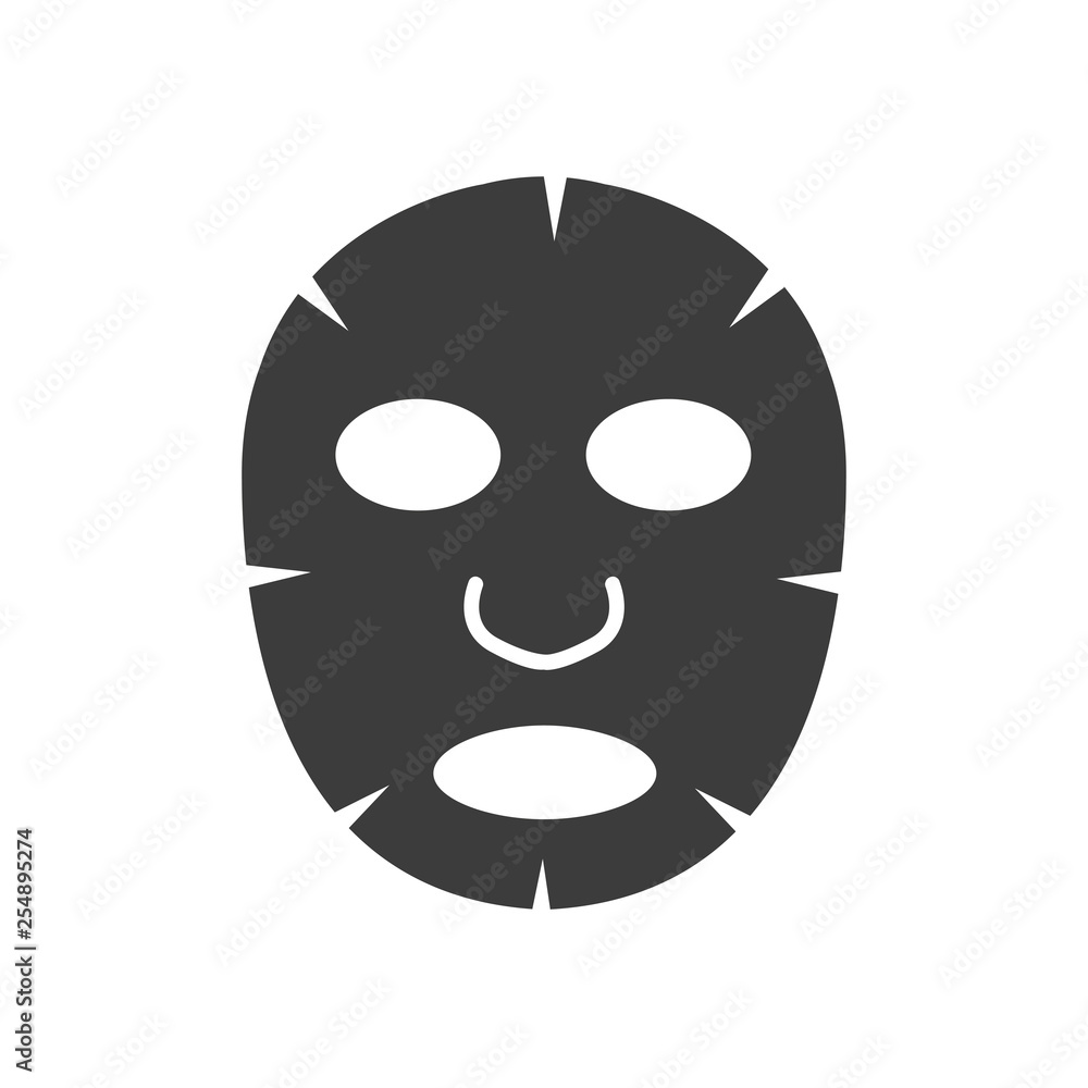 Fototapeta premium Facial mask flat icon on background. Cosmetology, for the face . Vector in flat style