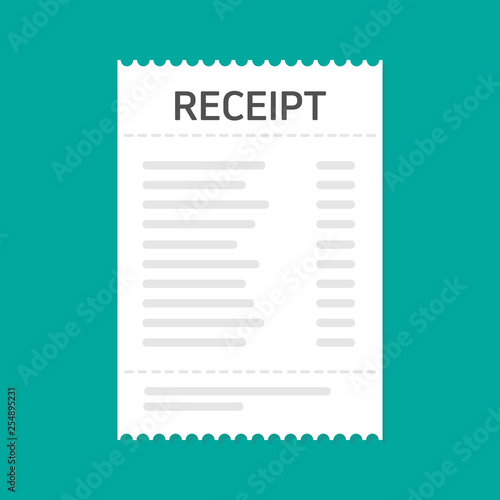 Receipt icon. Flat design. vector illustration concept image icon
