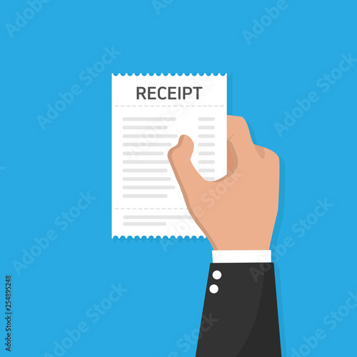 Receipt icon. Flat design. vector illustration concept image icon