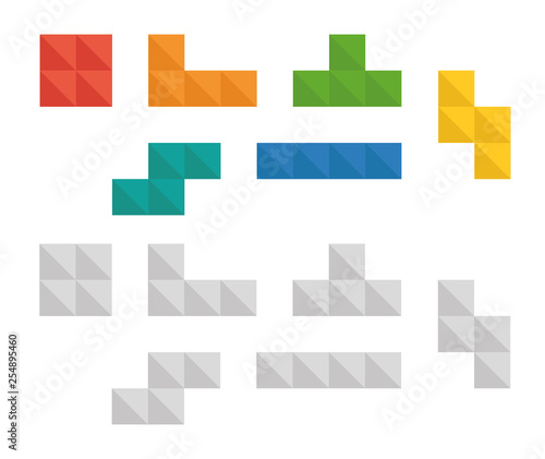 Tetris pixel bricks game vector template