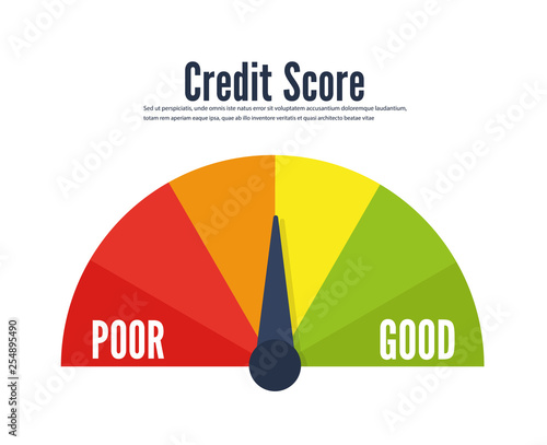 Credit score speedometer scale flat icon