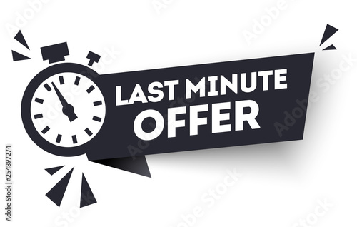 Vector Black Last Minute Offers, Now Advertisement Label 