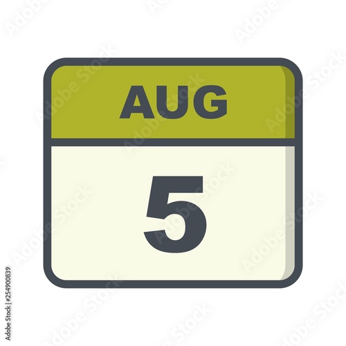 August 5th Date on a Single Day Calendar photo