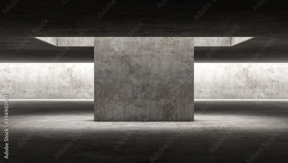Fototapeta premium Elegant clear concrete floor and large blank wall with nature light. Interior concept background. Modern urban style. 3D rendering.