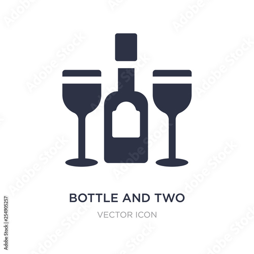 bottle and two glasses icon on white background. Simple element illustration from Party concept.