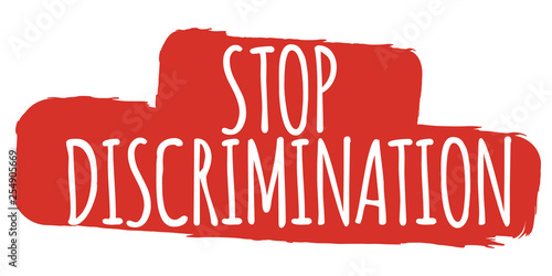 Stop Discrimination Banner. Gender equality Label and Logo. Logo Vector Illustration