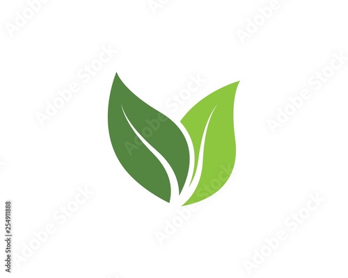 Print op canvas green leaf ecology nature vector icon