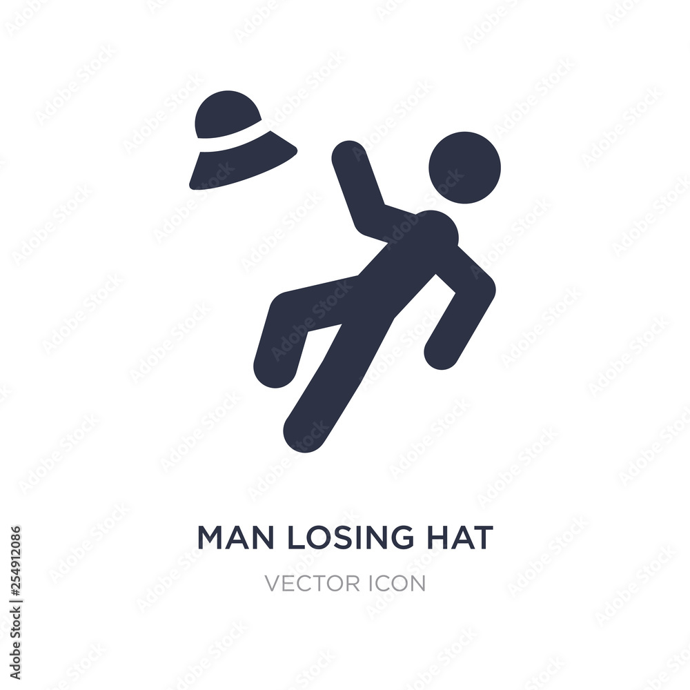 man losing hat icon on white background. Simple element illustration from Sports concept. man losing hat icon on white background. Simple element illustration from Sports concept.