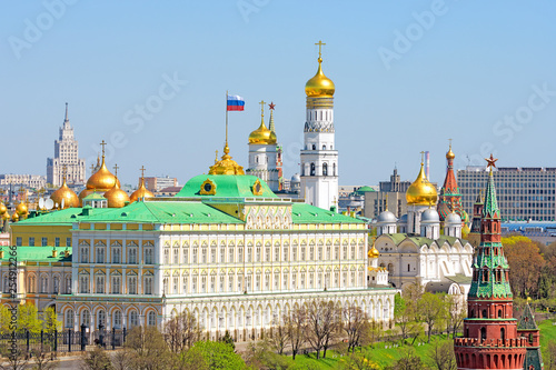 moscow city kremlin in russia skyline at spring time russian architecture building famous moscow sightseeing with church kremlin red square tower travel landmark ancient scenery cityscape panorama