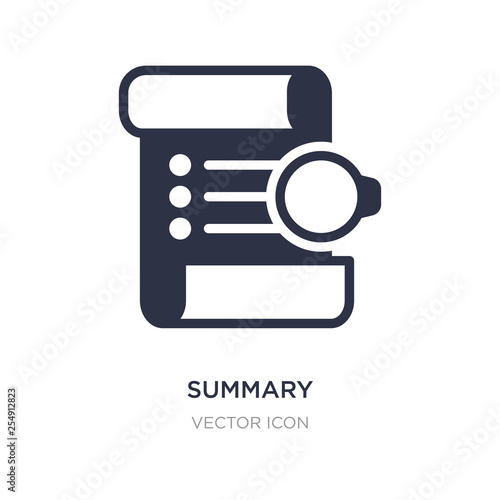summary icon on white background. Simple element illustration from Technology concept.