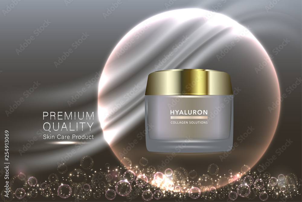 Beauty product, cosmetic container with advertising background ready to use, luxury skin care ad, illustration vector.	