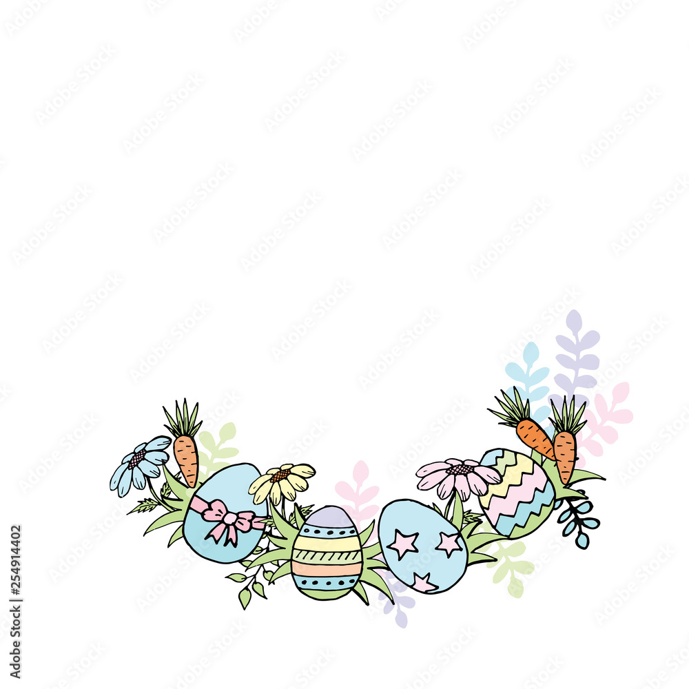 Easter frame with eggs and carrots Easter frame with eggs and carrots