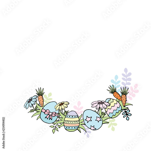 Easter frame with eggs and carrots